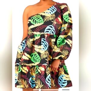 Forever 21 mini dress, Black/multi color, plus size OX